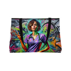 Graffiti Art Nurse Tote Bag - Subtle Blue M