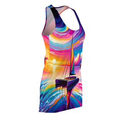 Pink Seascape Racerback Racerback Dress - Subtle Blue M