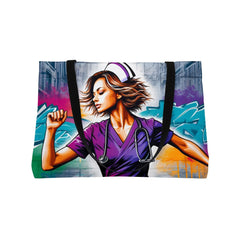 Street Art Nurse Tote Bag - Subtle Blue M
