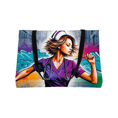 Street Art Nurse Tote Bag - Subtle Blue M