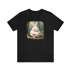 Adorable Fluffy Bunny Unisex Short Sleeve Tee, rabbit apparel, bunny fashion, Black - Subtle Blue M