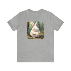Adorable Fluffy Bunny Unisex Short Sleeve Tee, rabbit apparel, bunny fashion, Athletic Heather - Subtle Blue M