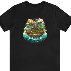 Aerial Arboretum Unisex Short Sleeve Tee, horticulture nerd shirt, steampunk apparel, Black - Subtle Blue M
