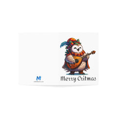 Bard Owlbear Christmas Critmas Greeting Cards - Subtle Blue M