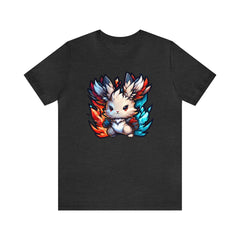 Bunny of Fire and Ice Unisex Short Sleeve Tee, bunny apparel, rabbit fashion, Dark Grey Heather - Subtle Blue M