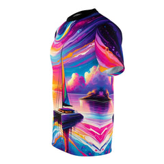 Catamaran Sunset Serenity Unisex Tee - Subtle Blue M