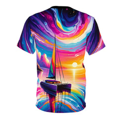 Catamaran Sunset Serenity Unisex Tee - Subtle Blue M