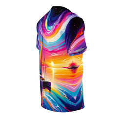 Catamaran Sunset Serenity Unisex Tee - Subtle Blue M