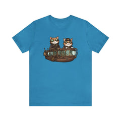Cats' Steampunk Odyssey Unisex Tee - Subtle Blue M