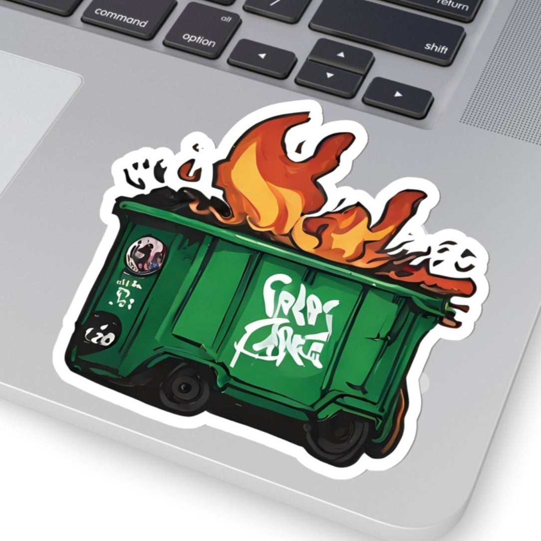 Chaos Chronicle Kiss-Cut Sticker, dumpster fire sticker, dumpster fire art - Subtle Blue M