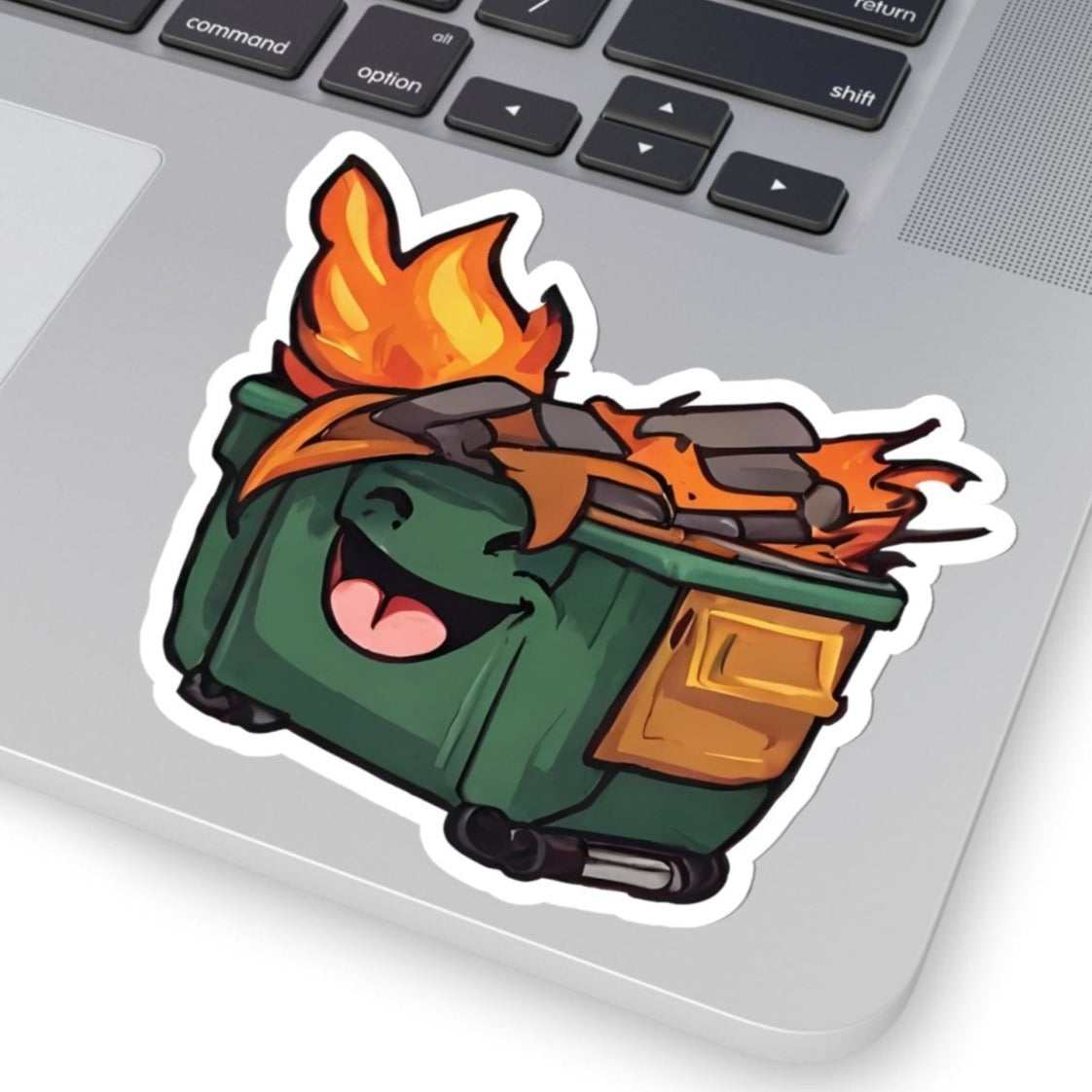 Cheeful Chaos Kiss-Cut Sticker, dumpster fire sticker, dumpster fire art - Subtle Blue M