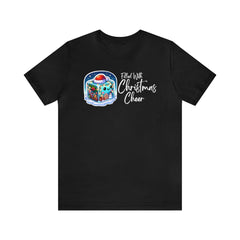 DnD Christmas Gelatinous Cube Unisex Short Sleeve Tee, Christmas shirt, geek humor, nerd fashion, Black - Subtle Blue M