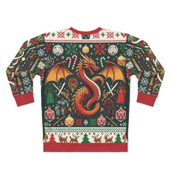 DnD Ugly Chrismas Sweater - Holiday Dragon, dungeons and dragons inspired Christmas sweatshirt - Subtle Blue M