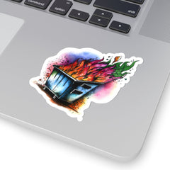 Dumpster Fire 7 Sticker, artistic dumpster fire, dumpster fire inspired design - Subtle Blue M