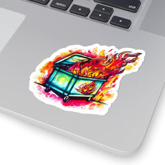 Dumpster Fire 8 Sticker, dumpster art, dumpster fire design - Subtle Blue M