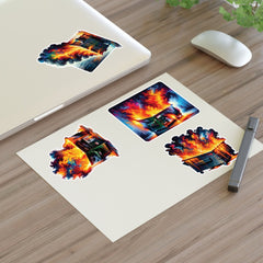 Dumpster Fire Artistry Sticker Sheet - Subtle Blue M