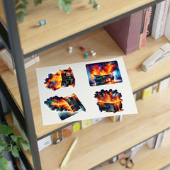 Dumpster Fire Artistry Sticker Sheet - Subtle Blue M