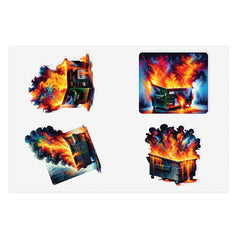 Dumpster Fire Artistry Sticker Sheet - Subtle Blue M