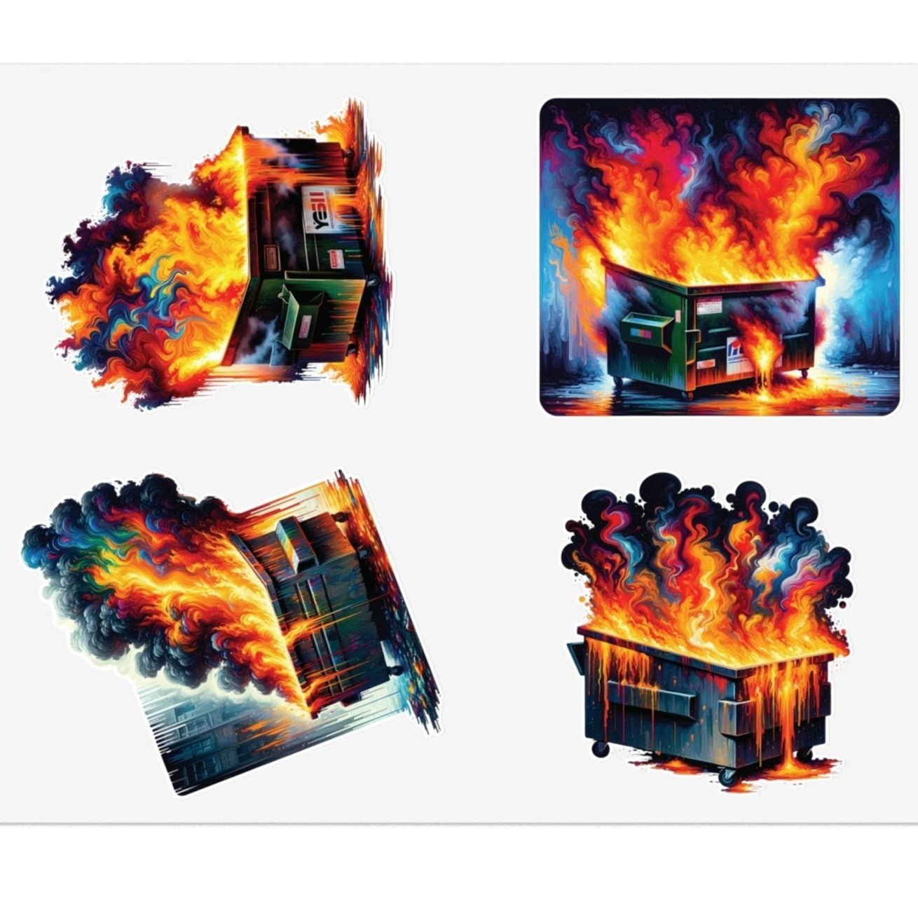 Dumpster Fire Artistry Sticker Sheet - Subtle Blue M