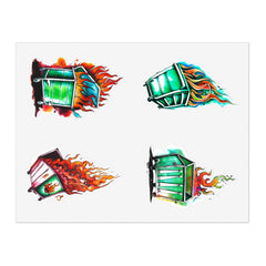 Dumpster Fire Sticker Sheet 1 - Subtle Blue M
