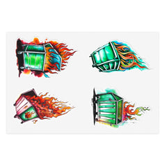 Dumpster Fire Sticker Sheet 1, dumpster fire collection, dumpster fire assortment - Subtle Blue M
