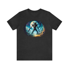 Enter Sandman Unisex Short Sleeve Tee, classic music fashion, music apparel, Dark Grey Heather - Subtle Blue M