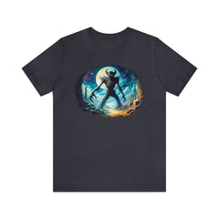 Enter Sandman Unisex Short Sleeve Tee, classic music fashion, music apparel, Heather Navy - Subtle Blue M