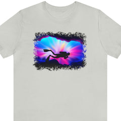 Diver 3 Unisex T-Shirt, abstract diving design, diver silhouette - Subtle Blue M