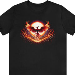 Fiery Phoenix Unisex Short Sleeve Tee, nerd apparel, geek fashion, Black - Subtle Blue M