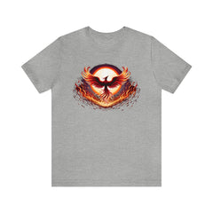 Fiery Phoenix Unisex Short Sleeve Tee, nerd apparel, geek fashion, Athletic Heather - Subtle Blue M