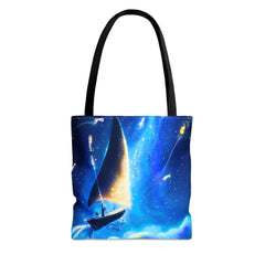 Firefly Sails Tote Bag, sailing accessories, nautical design, liveaboard fashion, cruising bag - Subtle Blue M