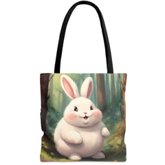 Hop Into Cuteness Tote Bag, adorable rabbit bag, cute bunny accessories - Subtle Blue M