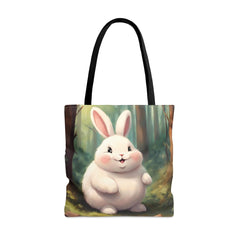 Hop Into Cuteness Tote Bag, adorable rabbit bag, cute bunny accessories - Subtle Blue M