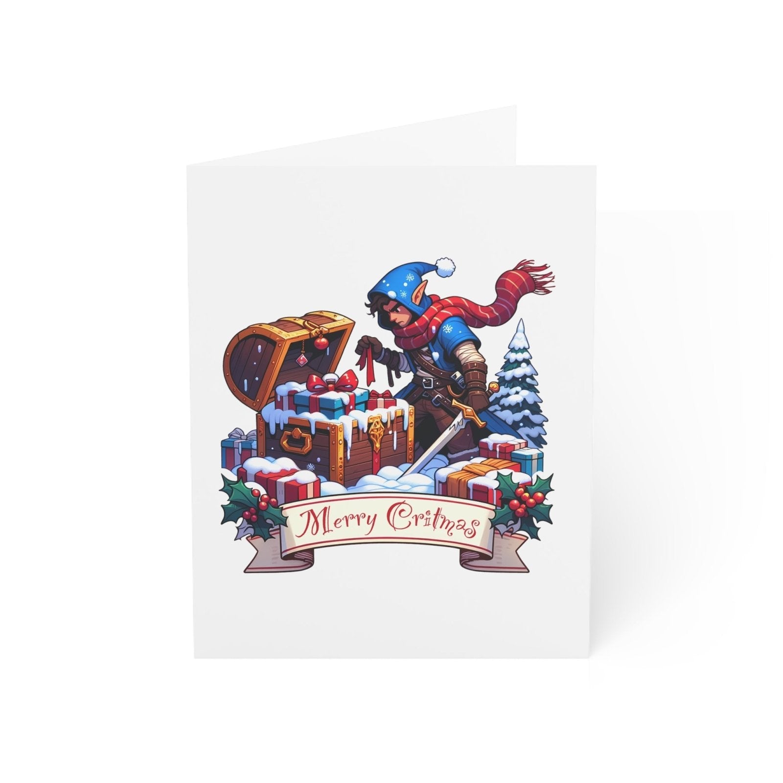Horde of Treasure Christmas Critmas Greeting Cards - Subtle Blue M