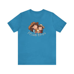 I Cuddle Horses Unisex Short Sleeve Tee, horse lover shirt, equestrian style, horse fashion, Aqua - Subtle Blue M