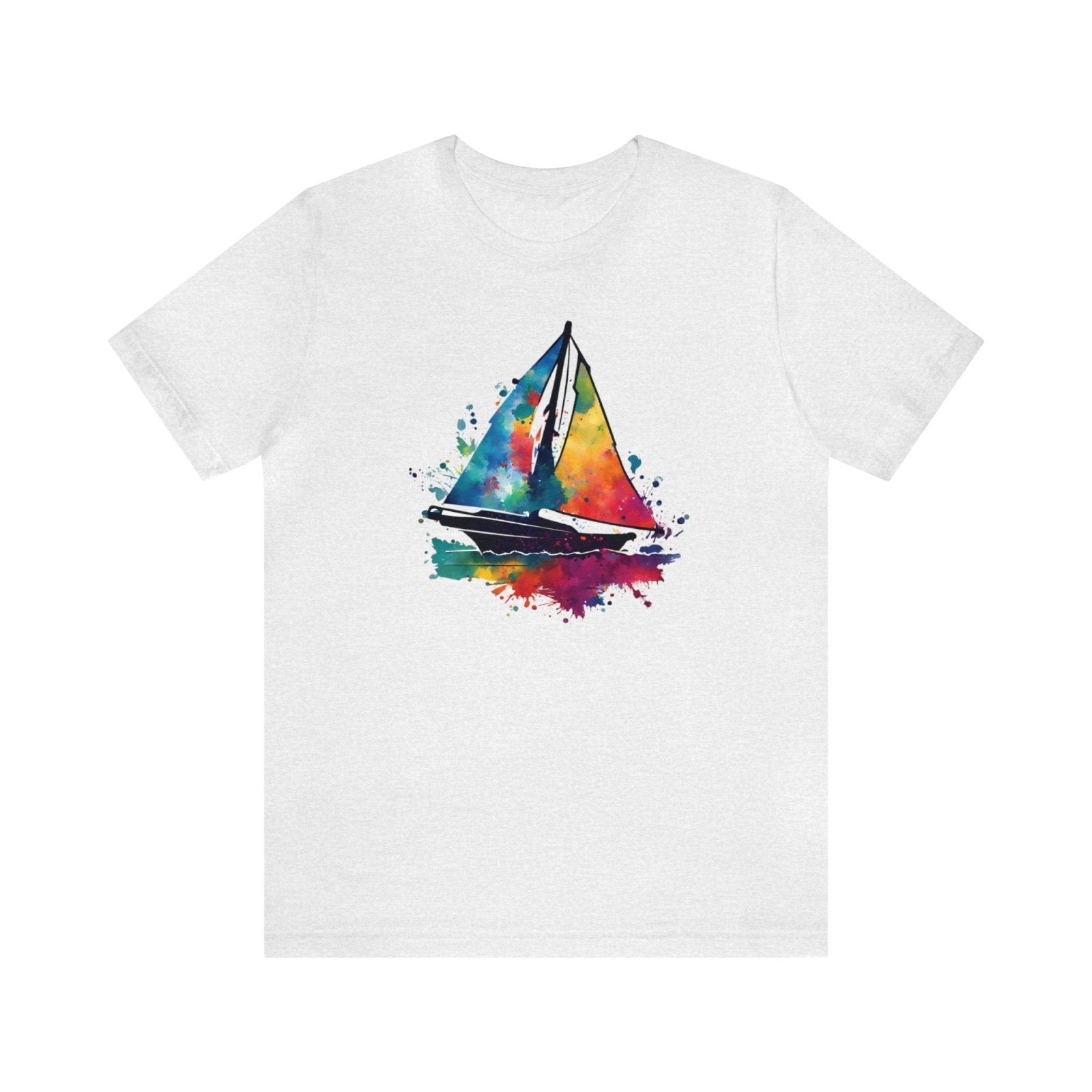 Ink Sail Unisex Short Sleeve Tee, abstract sailboat shirt, nautical shirt, Ash - Subtle Blue M