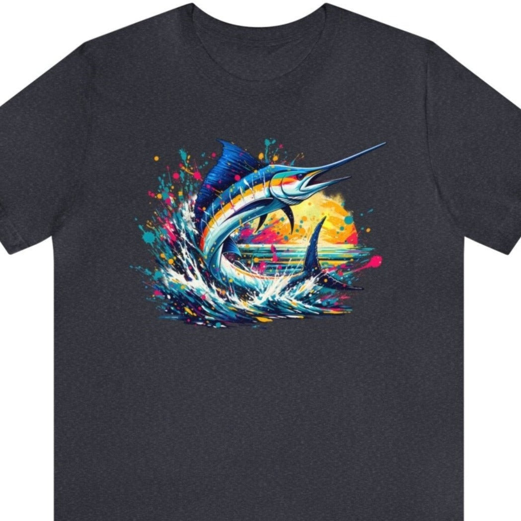 Ink Splash Marlin Unisex Short Sleeve Tee - Subtle Blue M