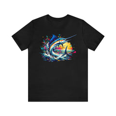 Ink Splash Marlin Unisex Short Sleeve Tee - Subtle Blue M