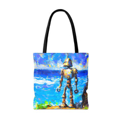 Island Robot Tote Bag, nerd accessories, geek bag - Subtle Blue M
