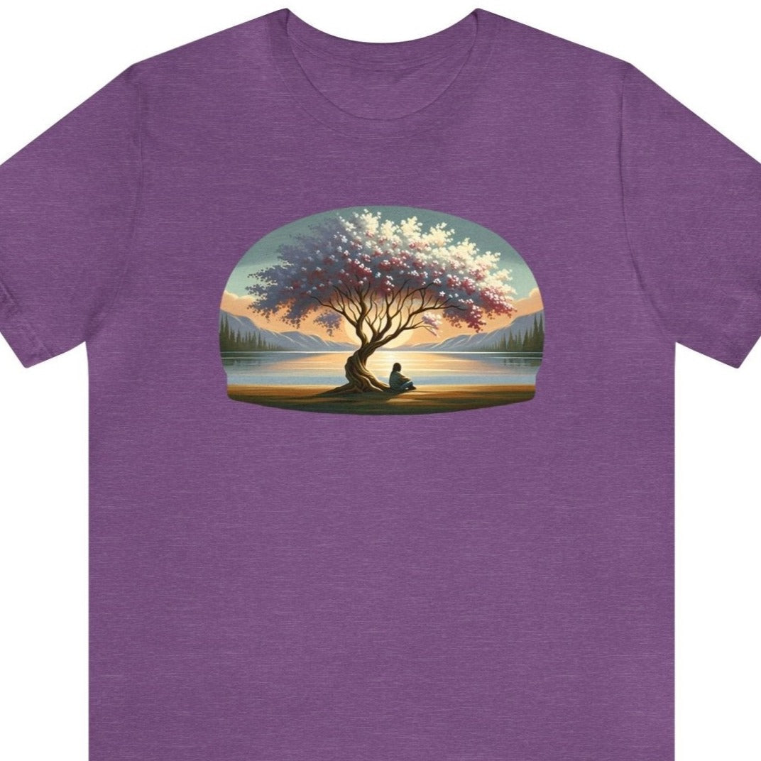 Let it Be Unisex Jersey Short Sleeve Tee, classic song shirt, music inspired apparel, Heather Team Purple - Subtle Blue M