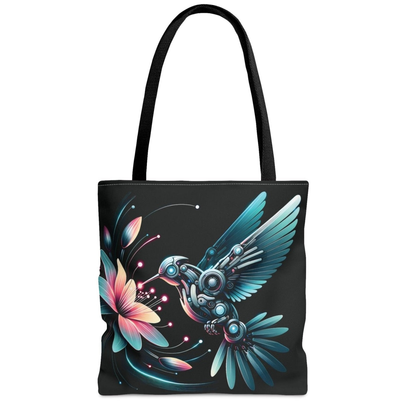 Mechanical Hummingbird Tote Bag, steampunk bag, nerd tote, scifi bag - Subtle Blue M