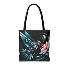 Mechanical Hummingbird Tote Bag, steampunk bag, nerd tote, scifi bag - Subtle Blue M