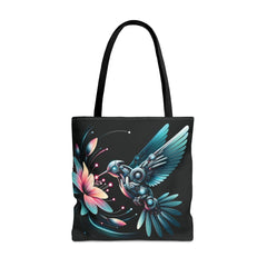 Mechanical Hummingbird Tote Bag, steampunk bag, nerd tote, scifi bag - Subtle Blue M