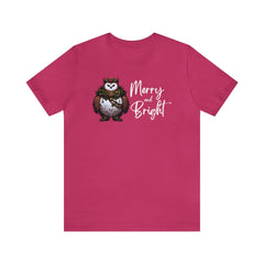 Merry and Bright Unisex Short Sleeve Tee, owlbear, Dungeons and Dragons inspired shirt, Berry - Subtle Blue M