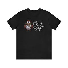 Merry and Bright Unisex Short Sleeve Tee, owlbear, Dungeons and Dragons inspired shirt, Black - Subtle Blue M
