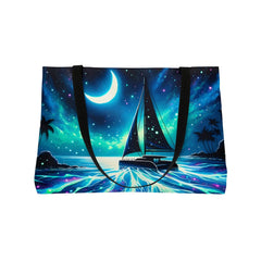 Midnight Sea Glow Large Tote Bag - Subtle Blue M