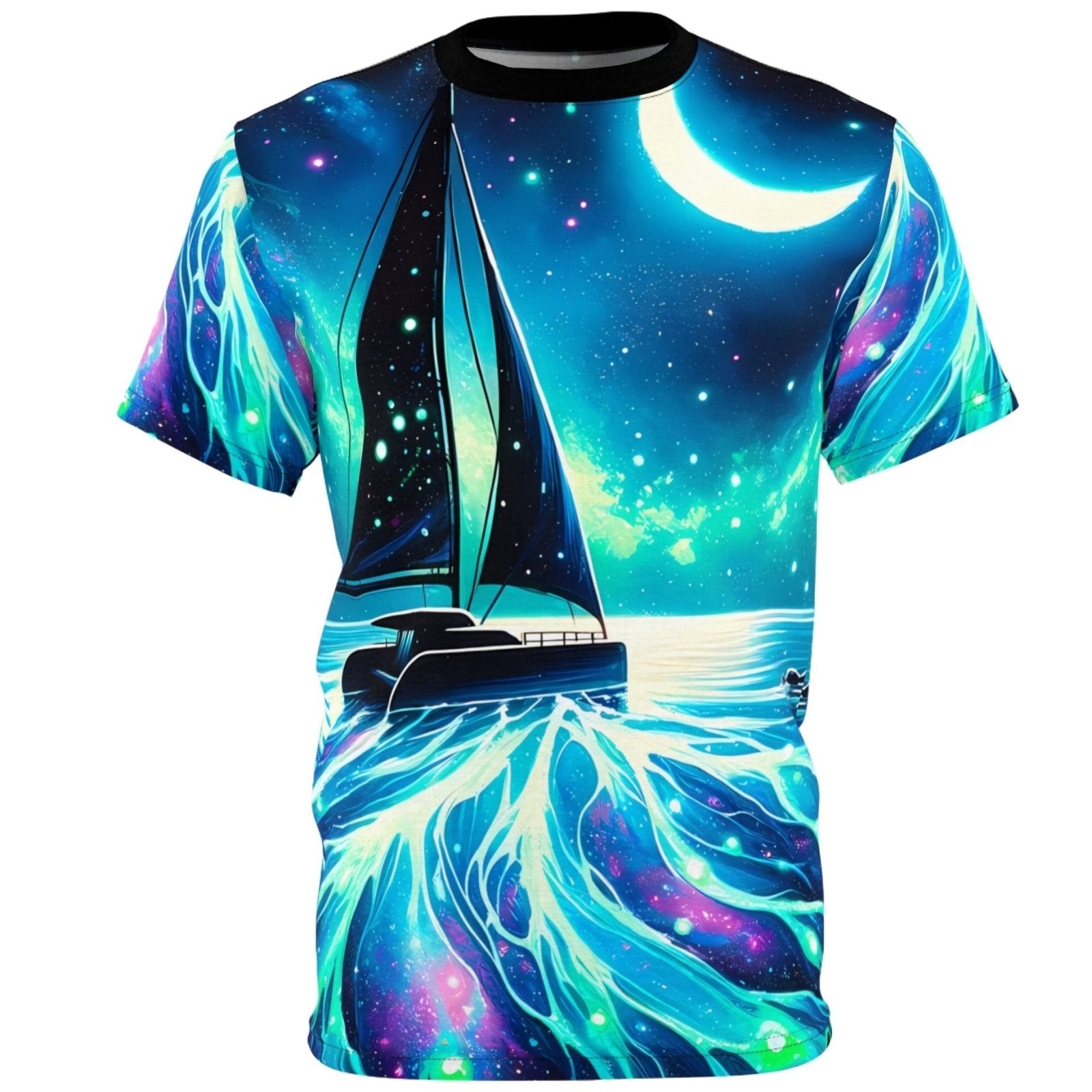 Moonlit Catamaran All Over Print Tee - Subtle Blue M