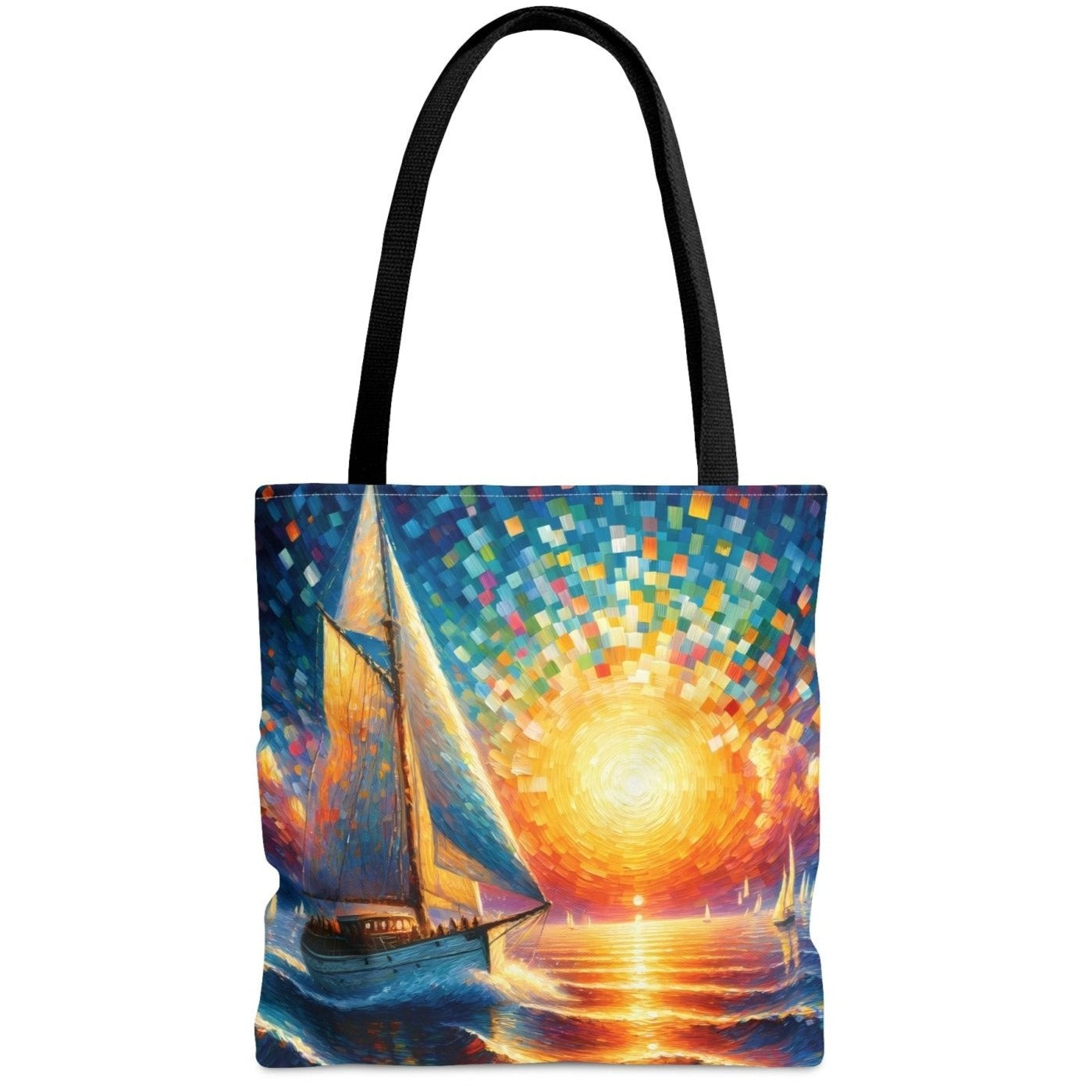 Mosaic Voyage Tote Bag, sailing tote, nautical fashion, sailboat mosaic bag - Subtle Blue M