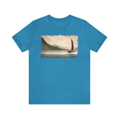 Mystery Island Sailboat 1 Unisex T-Shirt, nautical-inspired apparel, catamaran shirt - Subtle Blue M