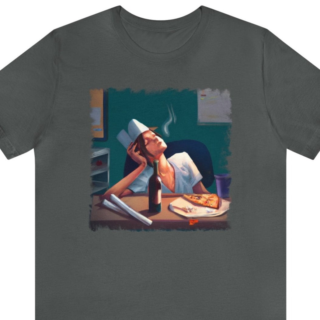 Nurse Appreciation Pizza 3 Unisex T-Shirt, real nurse shirt, nurse humor, nursing fashion, Asphalt - Subtle Blue M